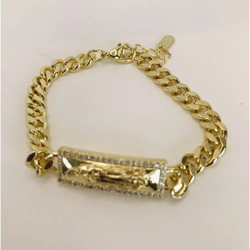 14K Gold Plated Virgin Mary Bracelet Oro Laminado Virgen De Guadalupe Pulsera